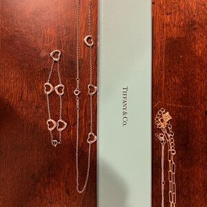 Tiffany & Co open heart collection bracelet and necklace set -925 silver.